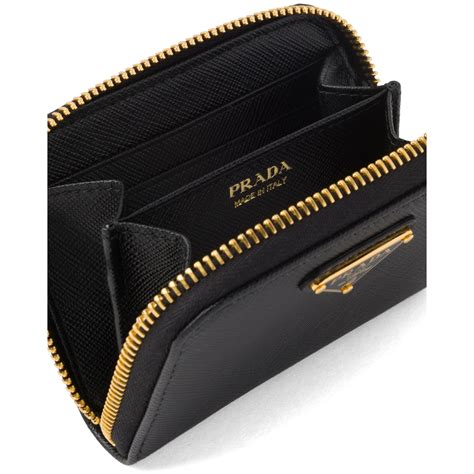 prada saffiano metal oro leather card case|Prada credit card holder wallet.